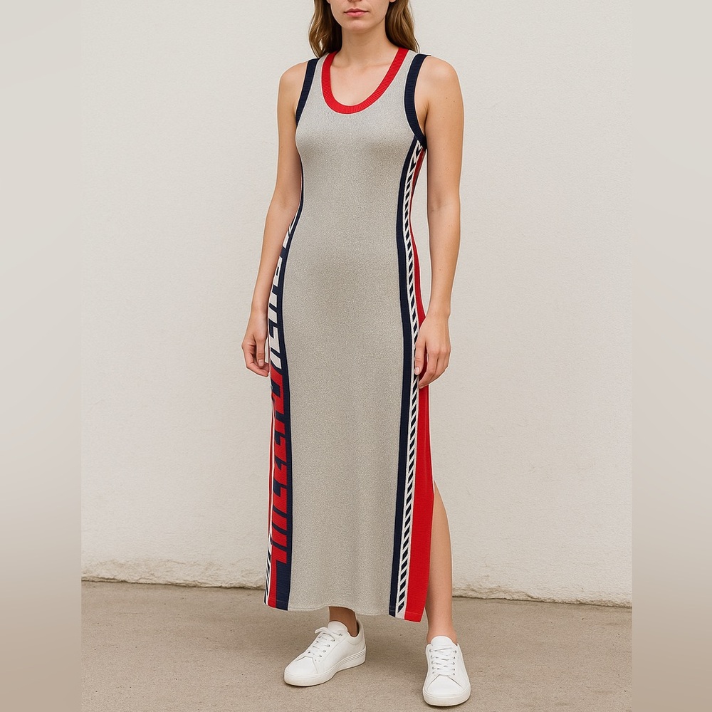 Tommy Hilfiger Collection Runway Sparkly Silver Maxi Dress